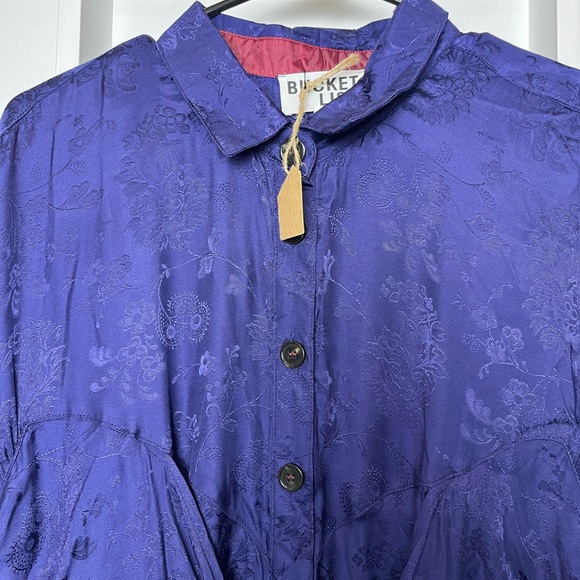 BUCKETLIST Clothing Women's Front Tie Button Down Jumpsuit Jacquard Navy L - Picture 5 of 11